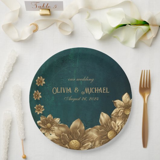  donkergroen papieren bordje (Huwelijk)
