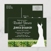 donkergroen patroon uitnodiging briefkaart (Voorkant / Achterkant)