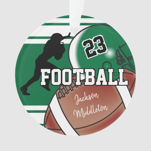 Donkergroen Personaliseer Football Ornament (voorkant)