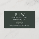 Donkergroen QR-code Monogram Minimalistisch Modern Visitekaartje (Achterkant)