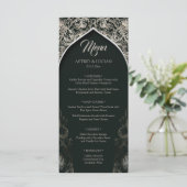 Donkergroen Regal zilver bloeien bruiloft Menu (Staand voorkant)