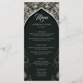 Donkergroen Regal zilver bloeien bruiloft Menu