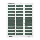 Donkergroen retouradreslabel modern minimalistisch etiket (Full Sheet)
