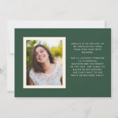Donkergroen Retro Eenvoud Foto Afstuderen Aankondiging (Achterkant)