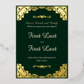 Donkergroen Royalty-Folie huwelijksuitnodiging Folie Uitnodiging (Voorkant)