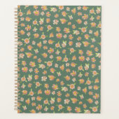 Donkergroen roze bloemenpatroon planner (Voorkant)