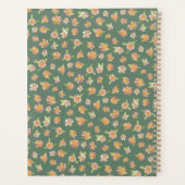 Donkergroen roze bloemenpatroon planner (Achterkant)