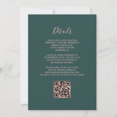 Donkergroen Roze Goud Glitter QR Code Bruiloft Kaart (Achterkant)