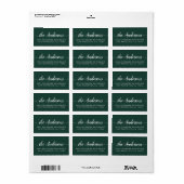 Donkergroen Script Familie Retouradres Label (Full Sheet)