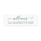 Donkergroen script laatste naam retouradres etiket (Voorkant)