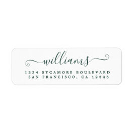 Donkergroen script laatste naam retouradres etiket