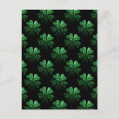 Donkergroen sprankelend Shamrock patroon op zwart Briefkaart (Voorkant)