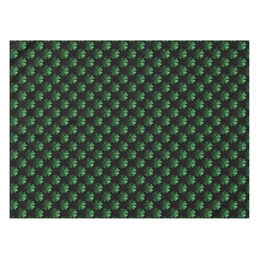 Donkergroen sprankelend Shamrock patroon op zwart Tafelkleed (Voorkant (Horizontaal))