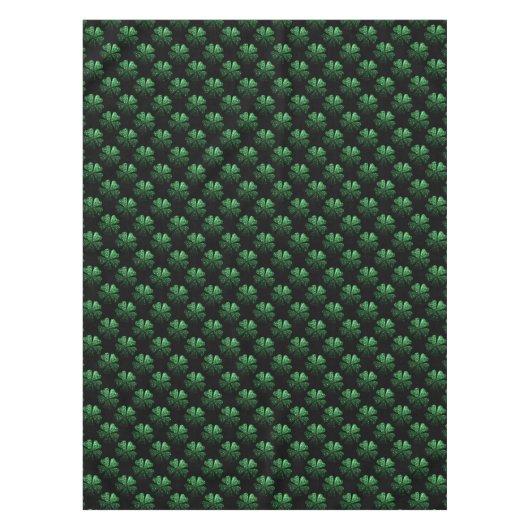 Donkergroen sprankelend Shamrock patroon op zwart Tafelkleed (Voorkant)