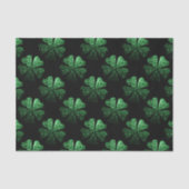 Donkergroen sprankelend Shamrock patroon op zwart Tissuepapier (Voorkant)