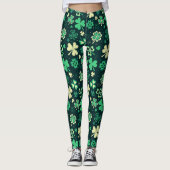 Donkergroen St Patrick met geluk shamrock patroon Leggings (Voorkant)