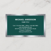 Donkergroen staal Motorfiets Mechanic Visitekaartje (Achterkant)