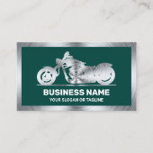 Donkergroen staal Motorfiets Mechanic Visitekaartje (Voorkant)
