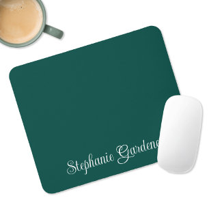 Donkergroen Teal en Witte Kringel Calligrafie Muismat