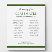 Donkergroen ter nagedachtenis aan onze klasgenoten fotoplaat (Voorkant)