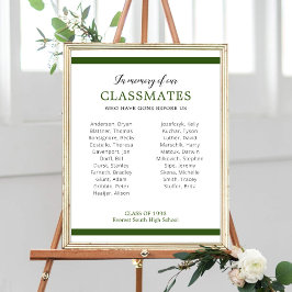 Donkergroen ter nagedachtenis van onze klasgenoten poster