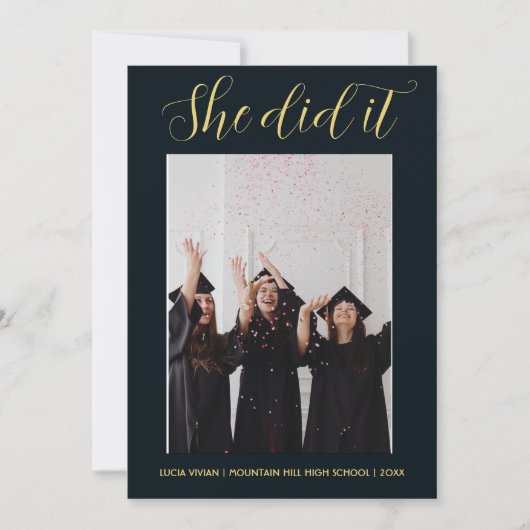 Donkergroen thema Typografie Foto Afstuderen Kaart (Voorkant)