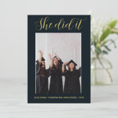 Donkergroen thema Typografie Foto Afstuderen Kaart (Staand voorkant)