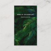 Donkergroen tropisch blad patroon visitekaartje (Voorkant)