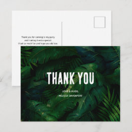 Donkergroen Tropisch Bladeren Patroon Dank Je Briefkaart