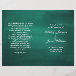 Donkergroen trouwprogramma. Modern elegant emerald