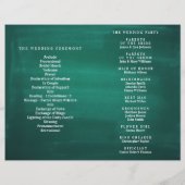 Donkergroen trouwprogramma. Modern elegant emerald (Achterkant)