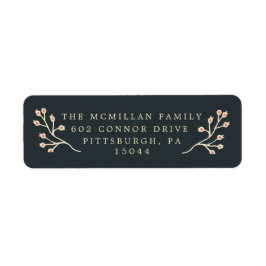 Donkergroen verguld bloemenkerstretouradres etiket