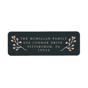 Donkergroen verguld bloemenkerstretouradres etiket