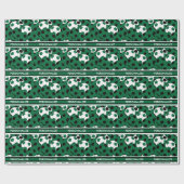 Donkergroen Voetbal collage Cadeaupapier (Vlak)