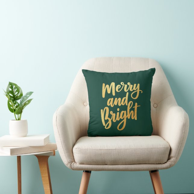 Donkergroen vrolijk en helder - Gold Script Decor Kussen (Stoel)