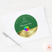 Donkergroen Wavy Gold Logo Monogram Productlabel Ronde Sticker (Envelop)