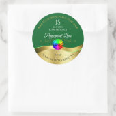 Donkergroen Wavy Gold Logo Monogram Productlabel Ronde Sticker (Tas)
