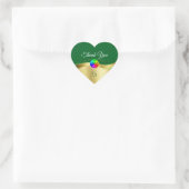 Donkergroen Wavy Gold met Logo Monogram Dank u wel Hart Sticker (Tas)