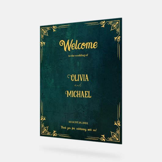 donkergroen welkom acryl bord (Hoek)