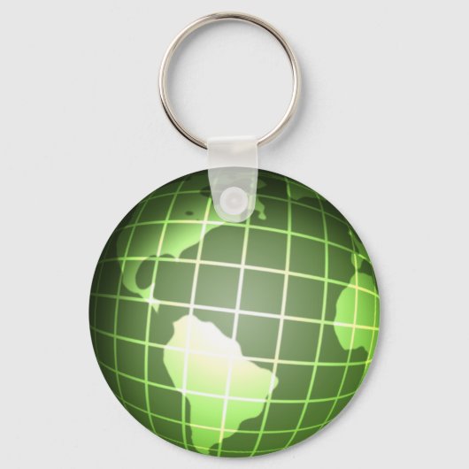 Donkergroen Wereldbol Sleutelhanger (Voorkant)