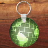 Donkergroen Wereldbol Sleutelhanger (Voorkant)