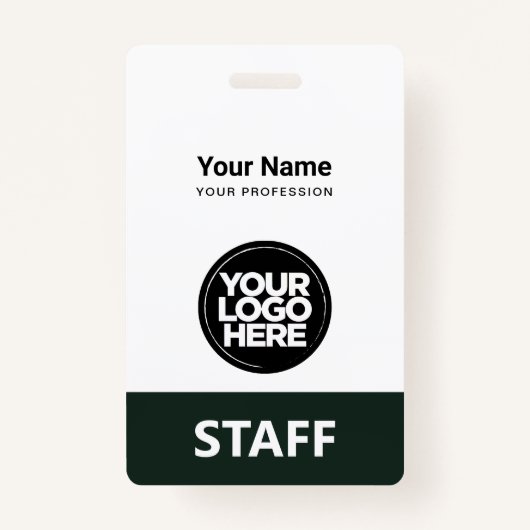 Donkergroen Werknemersnaam Business Logo Personeel Badge (Voorkant)
