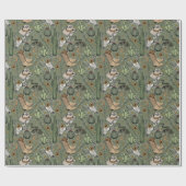 Donkergroen Western Lachende Cowboy Skull & Cactus Cadeaupapier (Vlak)