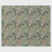 Donkergroen Western Lachende Cowboy Skull & Cactus Cadeaupapier (Vlak)