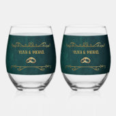  donkergroen wijnglas zonder voet (Voorkant)