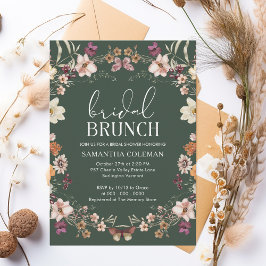 Donkergroen Wildflower Bridal Brunch Vrijgezellenf Kaart