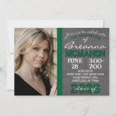 Donkergroen Wit Chalkboard Afstuderen Invitation Kaart (Voorkant)