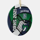 Donkergroen, wit en naïef volleybal 🏐 keramisch ornament (Rechts)