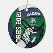 Donkergroen, wit en naïef volleybal 🏐 keramisch ornament (Links)