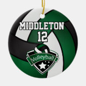 Donkergroen, wit en zwart 🏐 keramisch ornament (Voorkant)